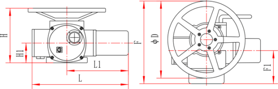 Схема габаритных размеров электропривода САТУРН ЭП-М
